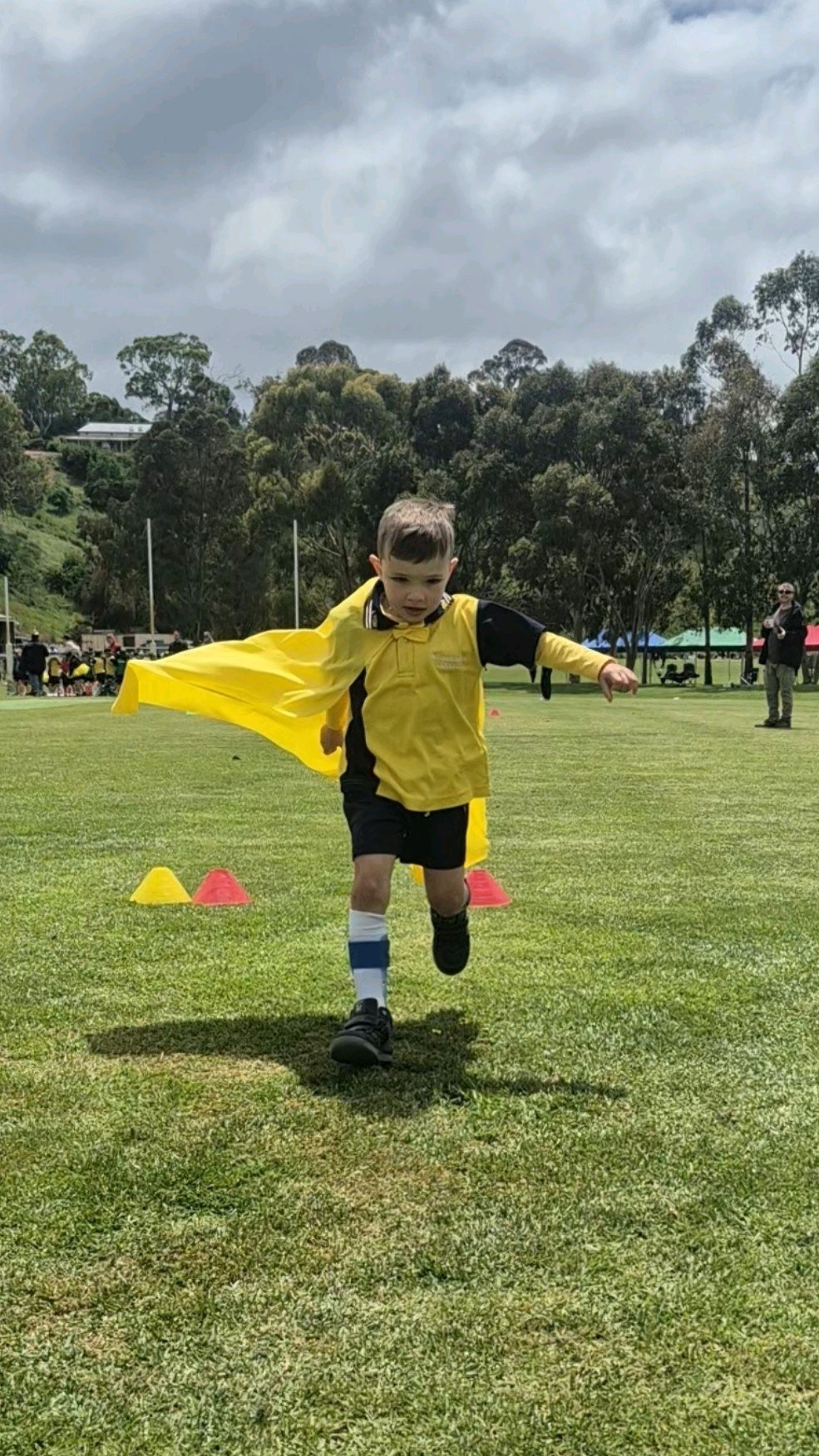 Walter running with cape
