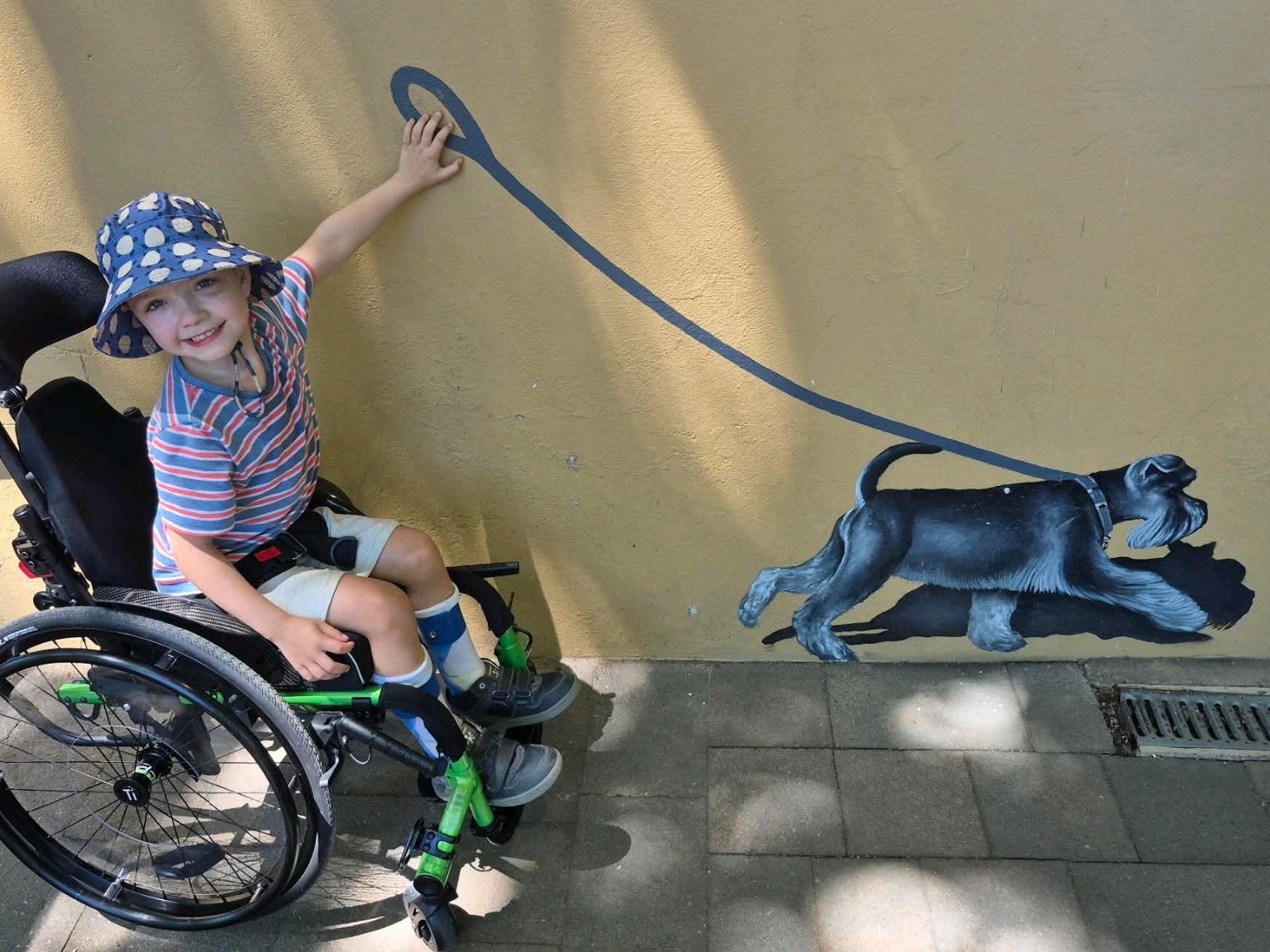 Walter using a wheelchair