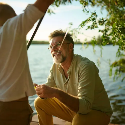 Grandfather fishing